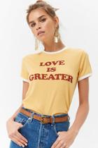 Forever21 Love Is Greater Graphic Ringer Tee