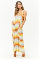 Forever21 Ribbed Multicolor Striped Cami Maxi Dress