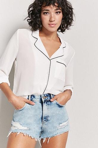 Forever21 Distressed Acid Wash Denim Shorts