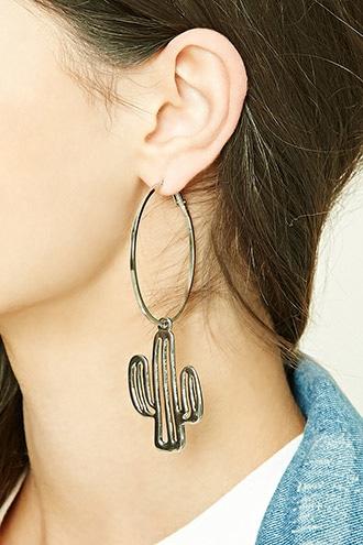Forever21 Cactus Hoop Earrings