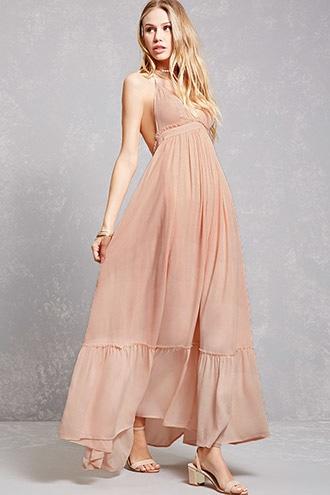 Forever21 Crepe Woven Halter Maxi Dress