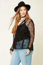 Forever21 Plus Women's  Plus Size Sheer Lace Shirt