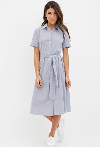 Forever21 Belted Stripe Midi Dress