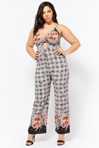 Forever21 Plus Size Floral Cutout Jumpsuit