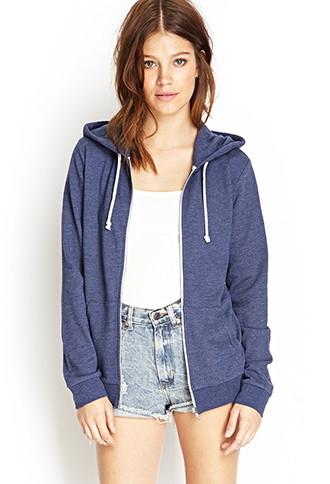 Forever21 Women's  Everyday Heathered Hoodie (navy)