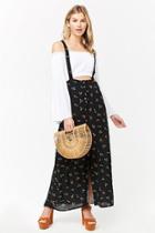 Forever21 Floral Button-front Overall Skirt
