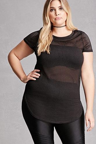 Forever21 Plus Size Mesh Dolphin Hem Top