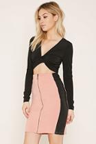 Forever21 Women's  Faux Leather-paneled Skirt