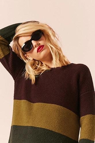 Forever21 Colorblocked Ribbed Knit Sweater