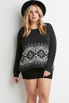 Forever21 Plus Size Southwestern-inspired Pattern Marled Sweater