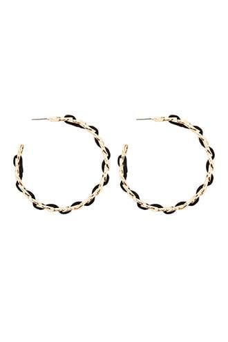 Forever21 Faux Leather Trim Hoop Earrings