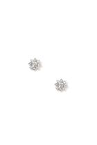 Forever21 Silver & Clear Rhinestone Flower Stud Earrings