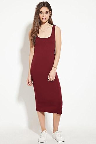 Forever21 Women's  Rust Bodycon Midi Dress