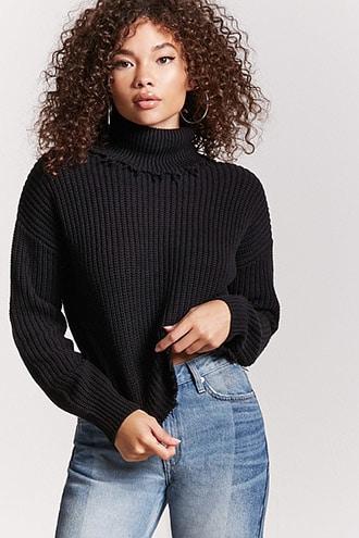 Forever21 Frayed Turtleneck Sweater
