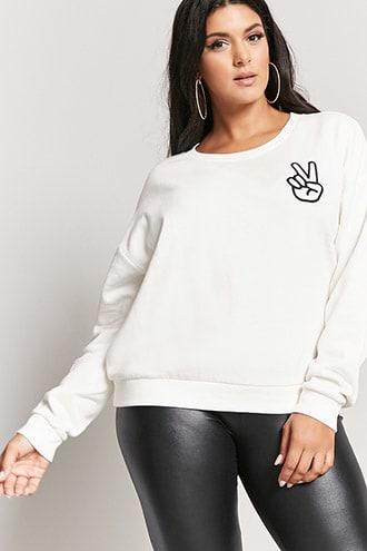 Forever21 Plus Size Peace Sign Sweatshirt