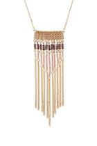 Forever21 Purple & Gold Beaded Longline Necklace