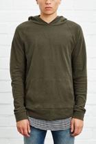 21 Men Men's  Olive Ribbed Slub Knit Hoodie