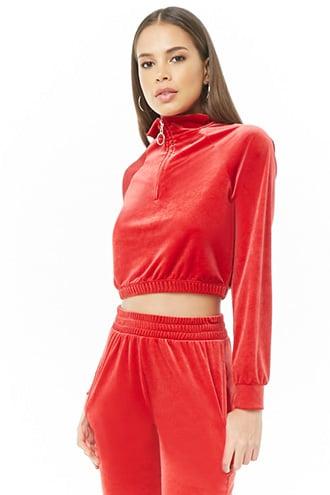 Forever21 Velvet Cropped Pullover