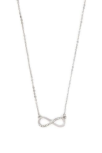 Forever21 Silver & Clear Rhinestone Infinity Necklace