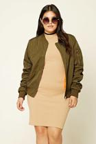 Forever21 Plus Women's  Olive Plus Size Bomber Jacket