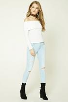 Forever21 Distressed Raw-cut Skinny Jeans