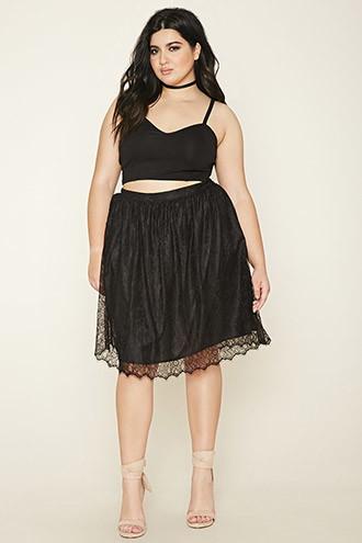 Forever21 Plus Women's  Plus Size Floral Lace Skirt