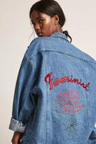 Forever21 The Style Club Oversized Feminist Denim Jacket