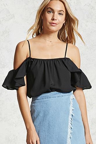Forever21 Open-shoulder Ruffled Cami