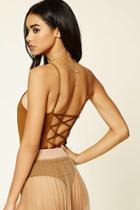 Forever21 Women's  Golden Haze V-neck Cami Bodysuit