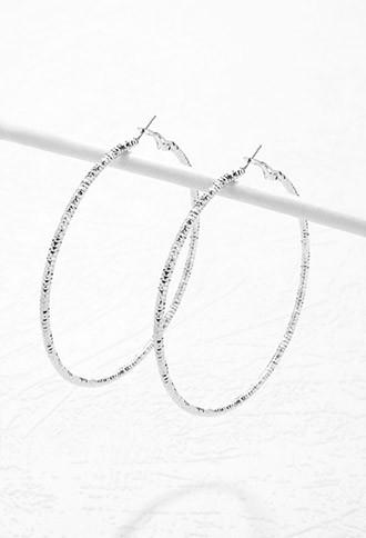 Forever21 Dimpled Hoop Earrings (silver)