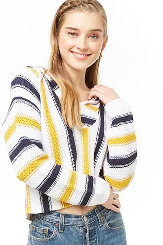 Forever21 Hooded Striped Sweater