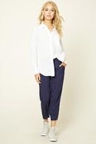 Forever21 Women's  Navy Contemporary Drawstring Pants