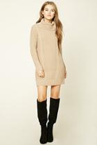 Forever21 Women's  Taupe Longline Turtleneck Sweater