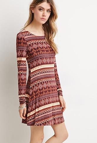Forever21 Diamond Print Smock Dress
