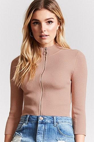 Forever21 Cropped High-neck Cardigan
