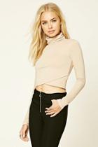 Forever21 Women's  Nude Faux Wrap Crop Top