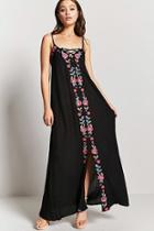 Forever21 Embroidered Lace-up Maxi Dress