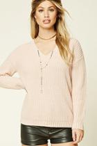 Forever21 Women's  Pink Ribbed Knit Sweater