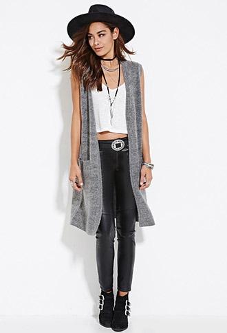 Forever21 Women's Longline Wool-blend Sweater Vest