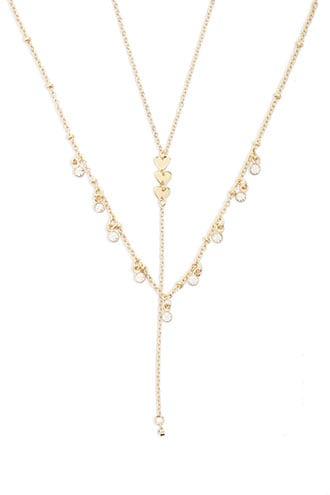 Forever21 Layered Charm Drop Chain Necklace