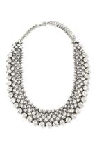 Forever21 Faux Gemstone Statement Necklace (b.silver/clear)