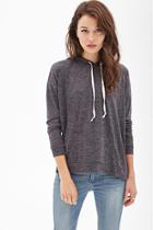 Forever21 Women's  Charcoal Contemporary Heathered Hoodie