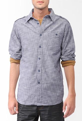 21 Men Utilitarian Chambray Shirt