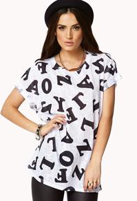 Forever21 Boxy Burnout Letter Tee