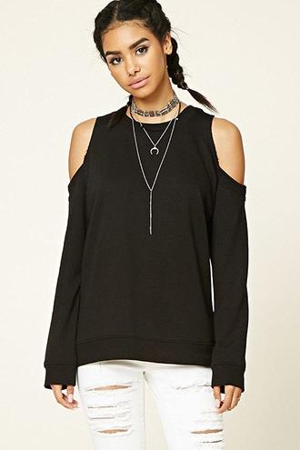 Forever21 Women's  Open-shoulder Sweatshirt