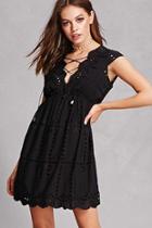 Forever21 Lace-up Eyelet Dress