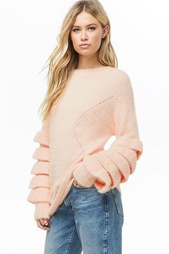 Forever21 Fuzzy Tiered-sleeve Sweater