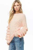 Forever21 Fuzzy Tiered-sleeve Sweater