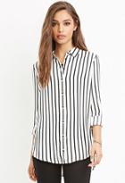Forever21 Women's  Drapey Striped Shirt (cream/black)