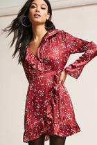 Forever21 Satin Star Print Wrap Dress